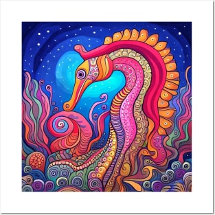 Pat the Colorful and Psychedelic Seahorse Posters and Art